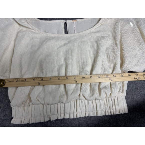 Free People Tovah Crop Top M Cream Scoop Neck Short Sleeve Boho Festival - Picture 13 of 13